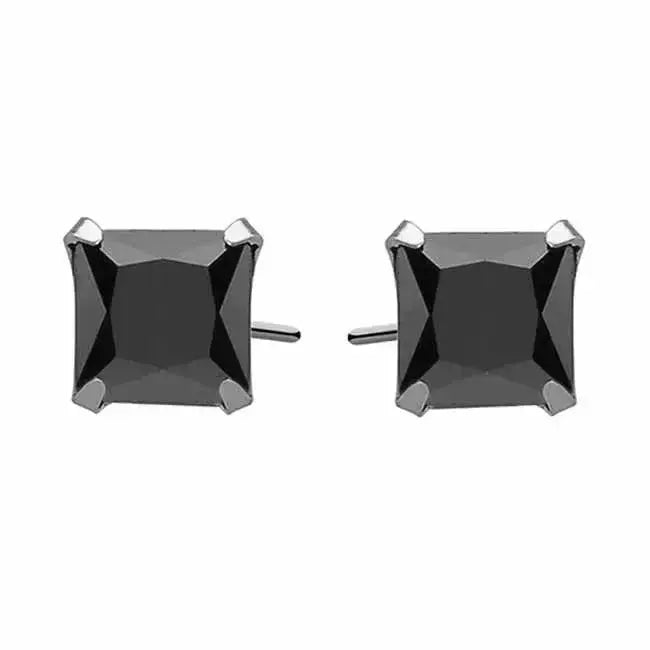 Hopeakorvakorut neliö musta zirkonia 7 mm - hopeakorvakorut
