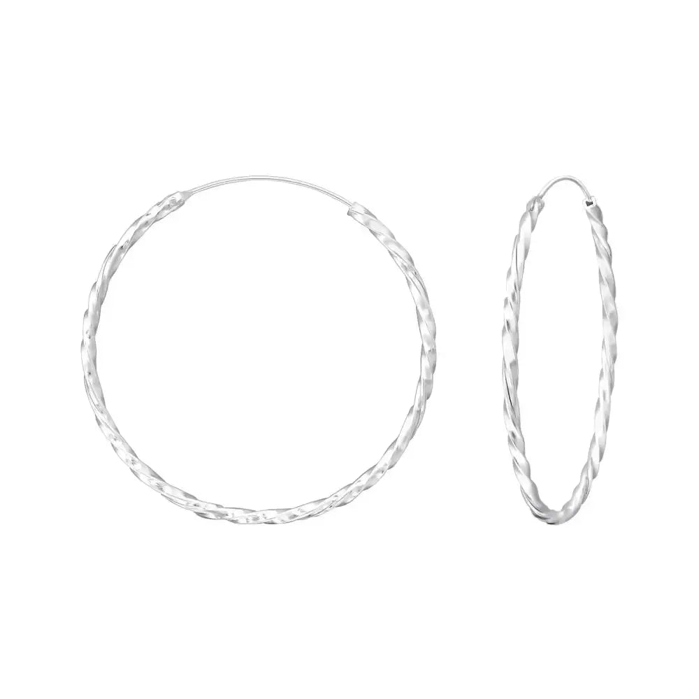 Hopeiset korvarenkaat kierteellä 30 mm - hopeakorvakorut