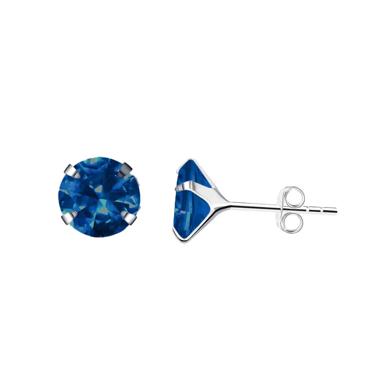 Hopeiset zirkoniakorvakorut, sininen, 3 - 8 mm HM Koru