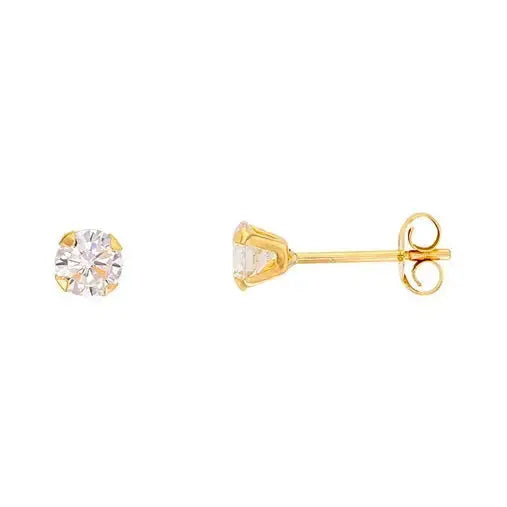 Kultaiset korvakorut zirkonia 4 mm