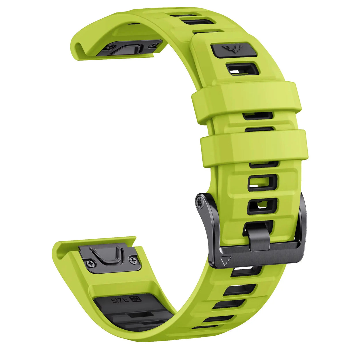 Sisu Fortis Garmin Fenix silikoniranneke pikakiinnityksellä, lime-musta, 22 mm HM Koru