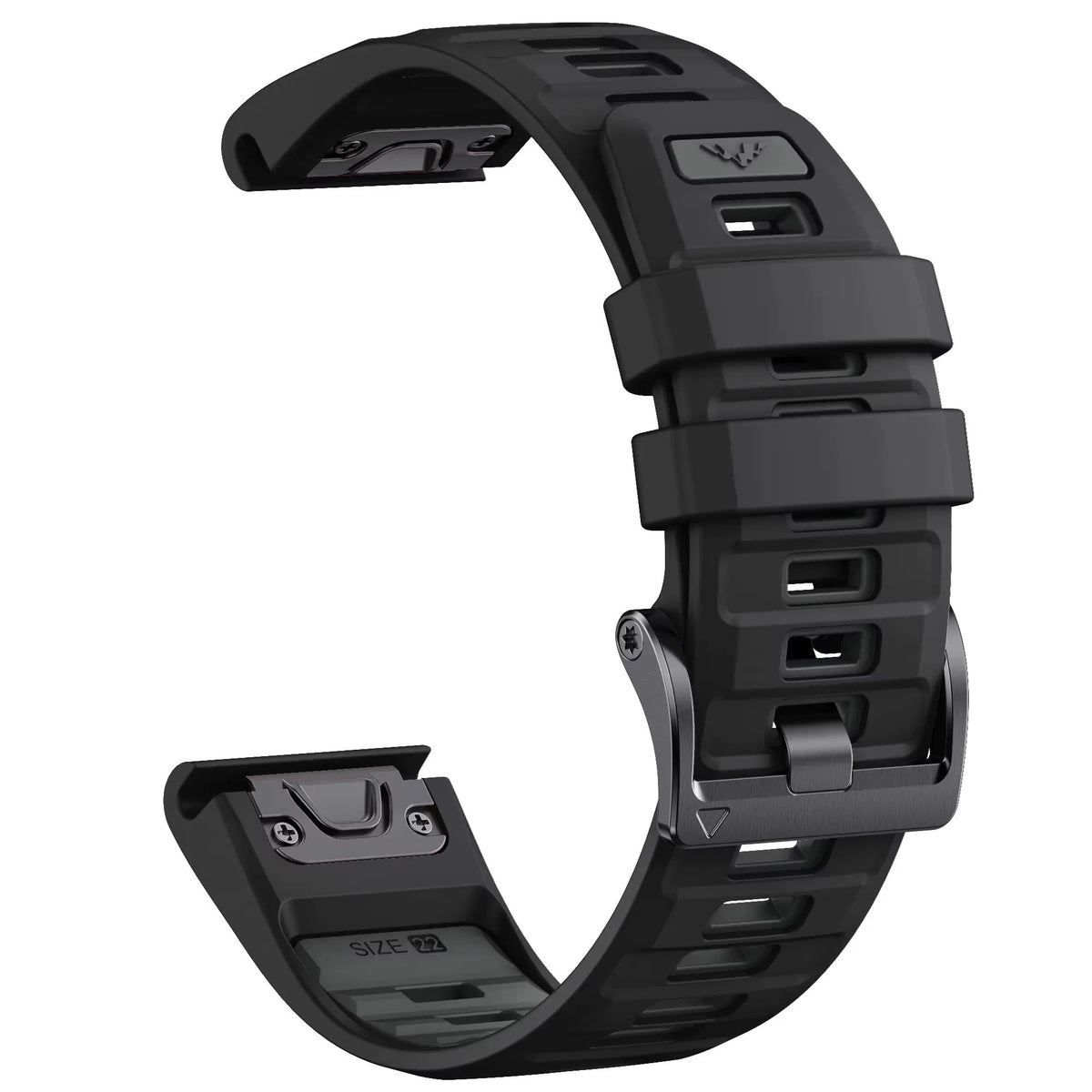Sisu Fortis Garmin Fenix silikoniranneke pikakiinnityksellä, musta-harmaa, 22 mm HM Koru