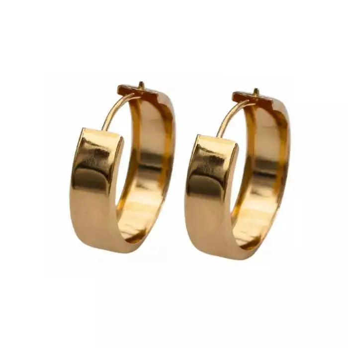 Kultaiset korvarenkaat litteä 14K keltakulta 15 mm HM Koru