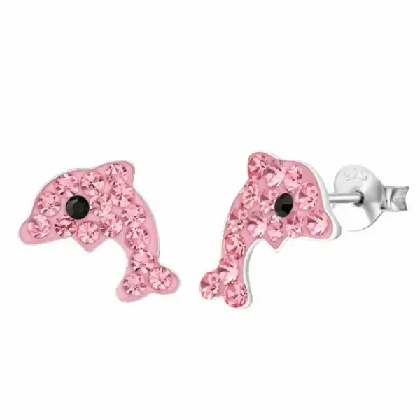 Hopeakorvakorut delfiini pinkki - hopeakorvakorut