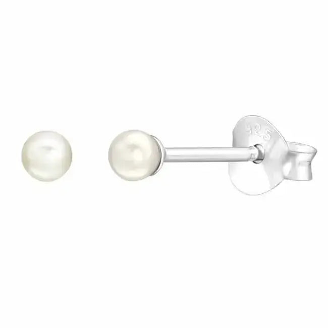 Hopeiset helmikorvakorut 3 mm - hopeakorvakorut