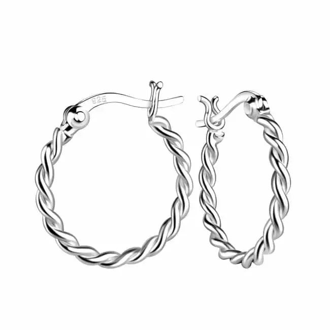 Hopeiset korvarenkaat kierrekuviolla 2 x 18 mm - hopeakorvakorut