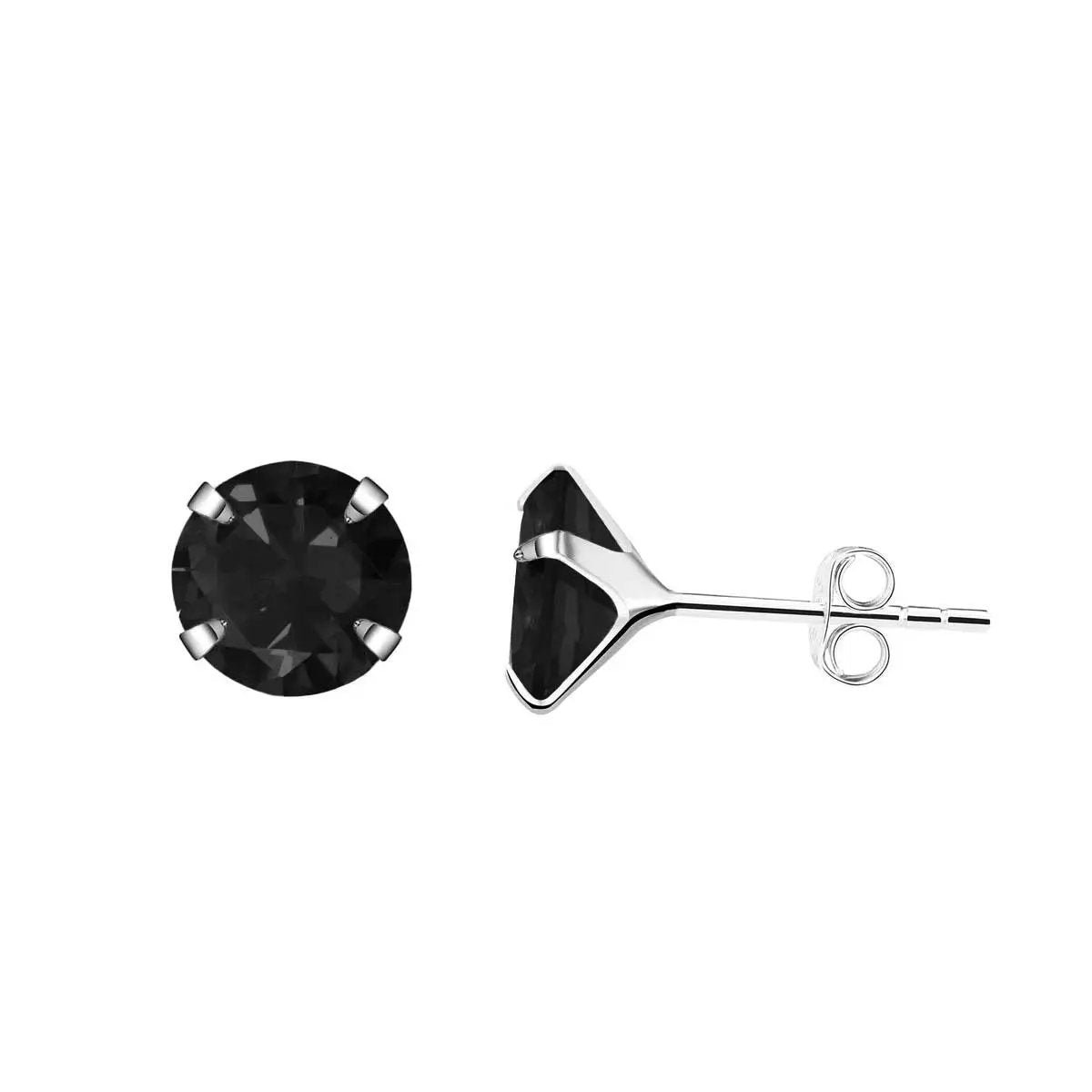 Hopeiset zirkoniakorvakorut, musta, 3 - 8 mm HM Koru