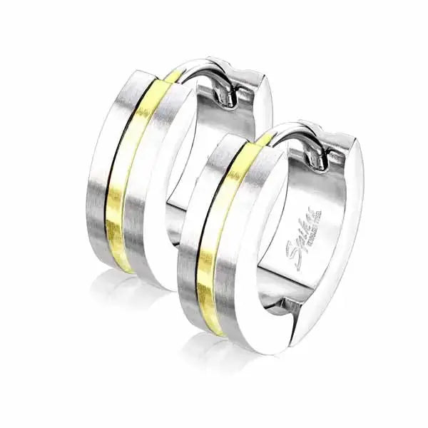 Korvarenkaat teräs kultaraita 4 x 13 mm - teräskorvakorut