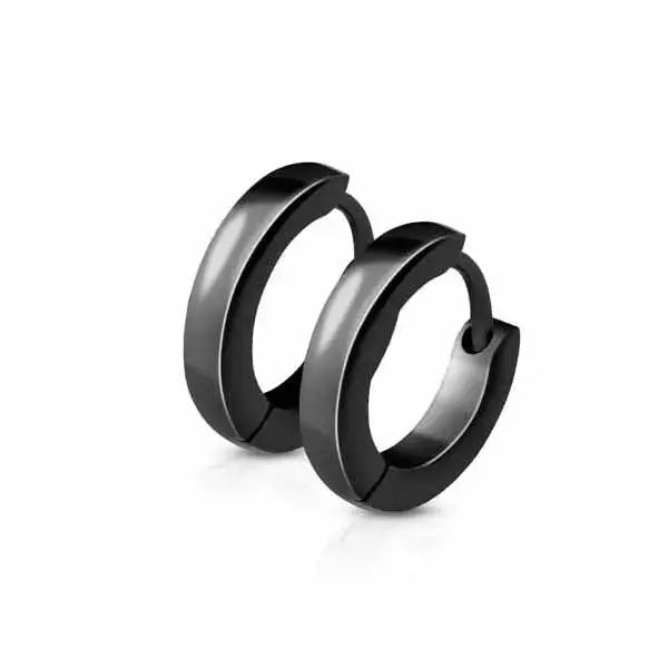 Mustat korvarenkaat teräs 2,5 x 13 mm - teräskorvakorut