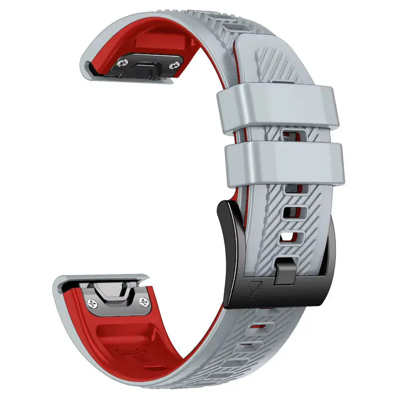 Sisu Rift Garmin Fenix silikoniranneke pikakiinnityksellä, vaaleanharmaa-punainen, 22 mm HM Koru